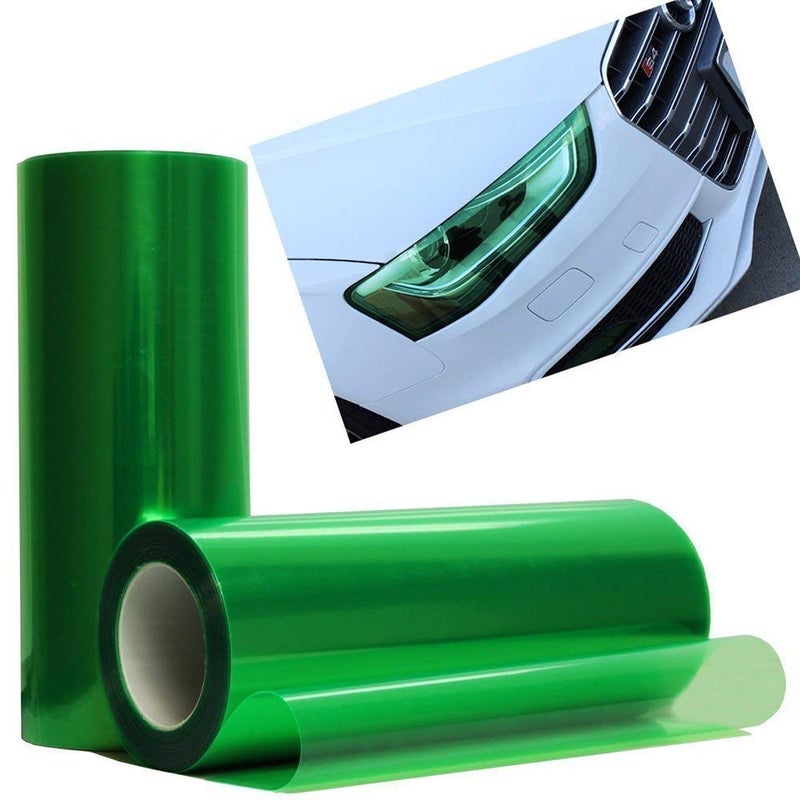 KOMAS 12â€ X 48â€ Tint Vinyl Film Sticker Sheet Roll for Car Headlight, Tail Lights, Fog Lights with Squeegee + Cutter (Glossy Green) - Image 2